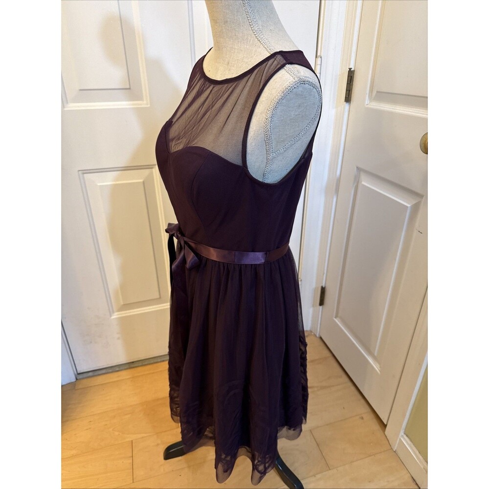 WHIMSIGOTH PERFECTION Eliza J Purple Sheer Mesh Corset Dress Women’s Size M